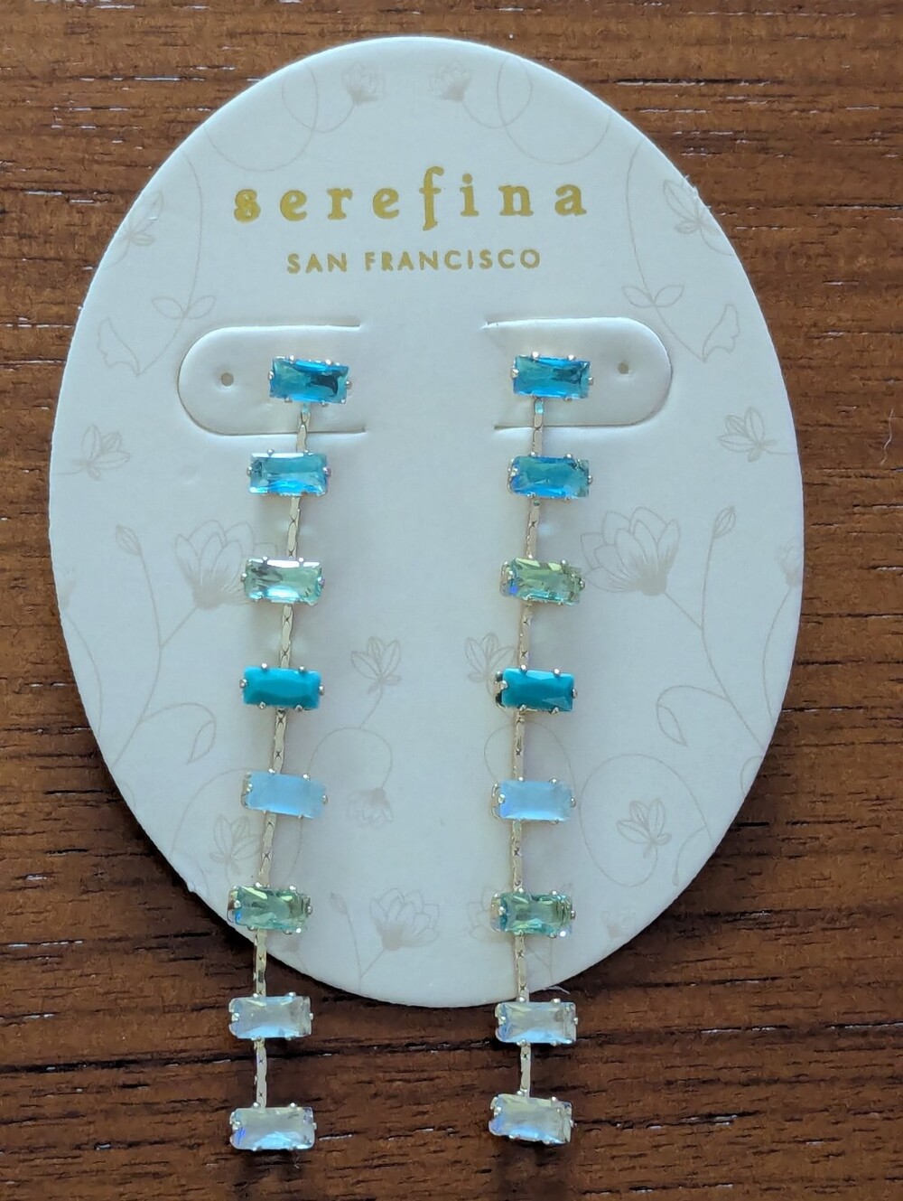 Serefina Multicolor Blue-Green Linear Drop Earrings NEW - Picture 3 of 3
